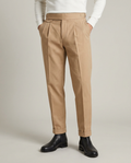 Men's Khaki Gurkha Pants – High-Waisted Pleated Gurkha with Side-Buckle Tabs | Tessimo