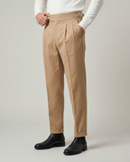 Men's Khaki Gurkha Pants – High-Waisted Pleated Gurkha with Side-Buckle Tabs | Tessimo