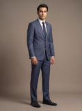 Slate Blue Twill Two-Piece Suit - front view