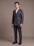 Navy Pinstripe Double-Breasted Suit - front view