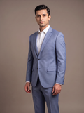 Slate Blue Wool Two-Piece Suit - front view