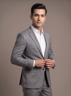 Pearl Grey Satin Two-Piece Suit - fabric detail closeup