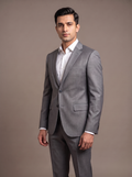 Dove Grey Satin Two-Piece Suit - front view