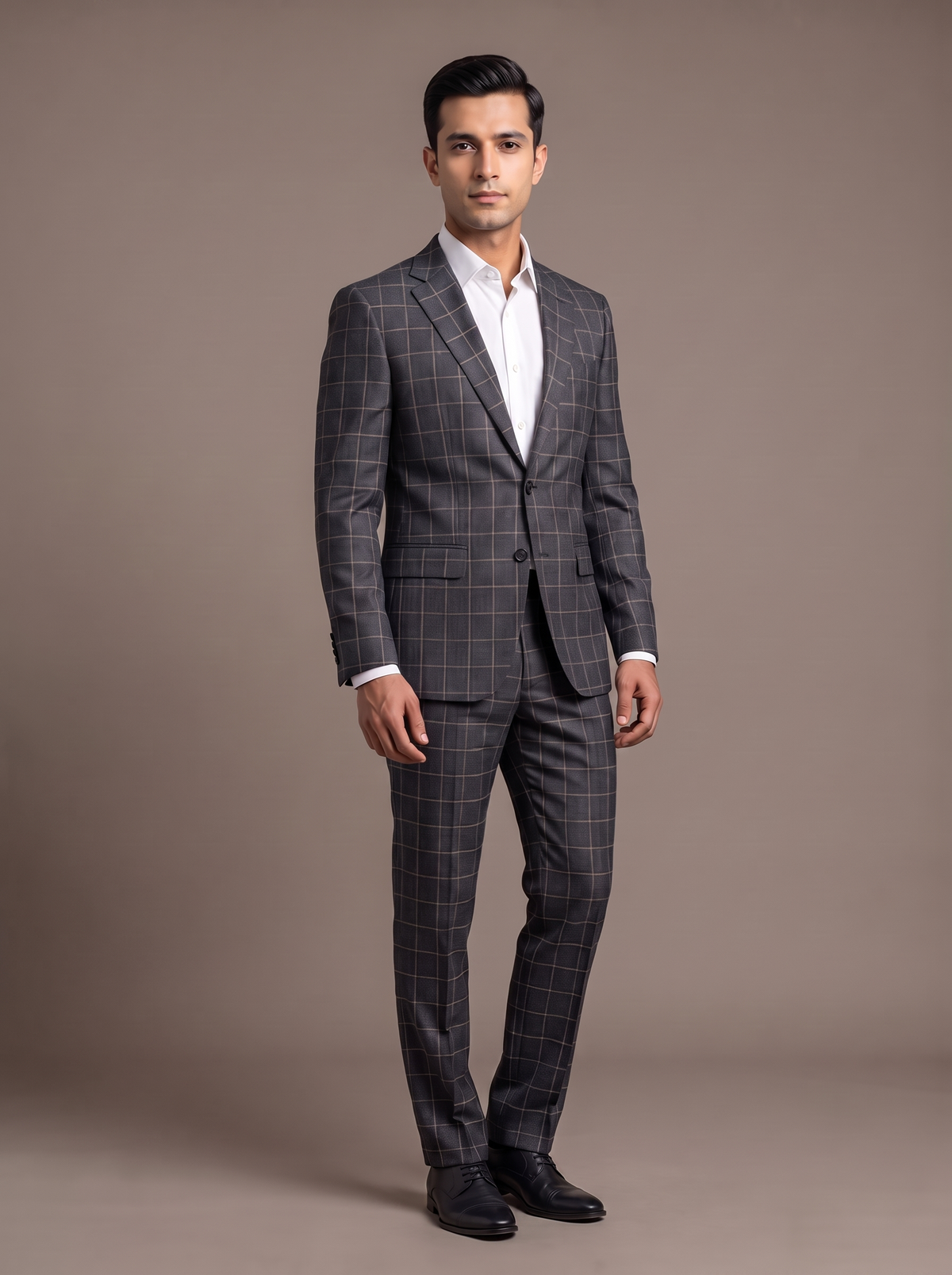 Navy Glen Check Two-Piece Suit - front view