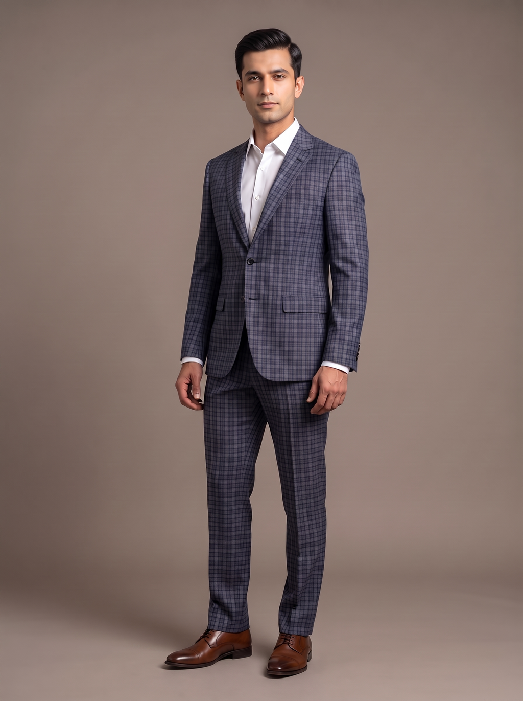 Slate Glen Check Two-Piece Suit - front view