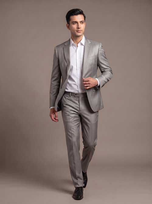 Blue Maroon Plaid Two-Piece Suit - walking