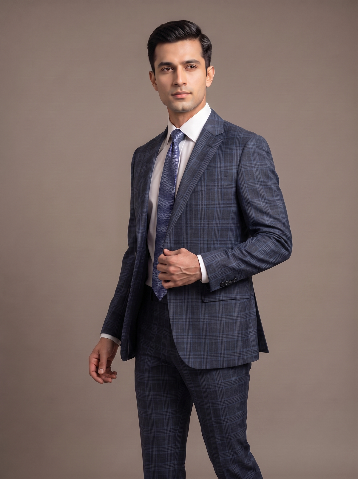 Charcoal Glen Check Two-Piece Suit - walking