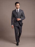 Onyx Satin Double-Breasted Suit - walking