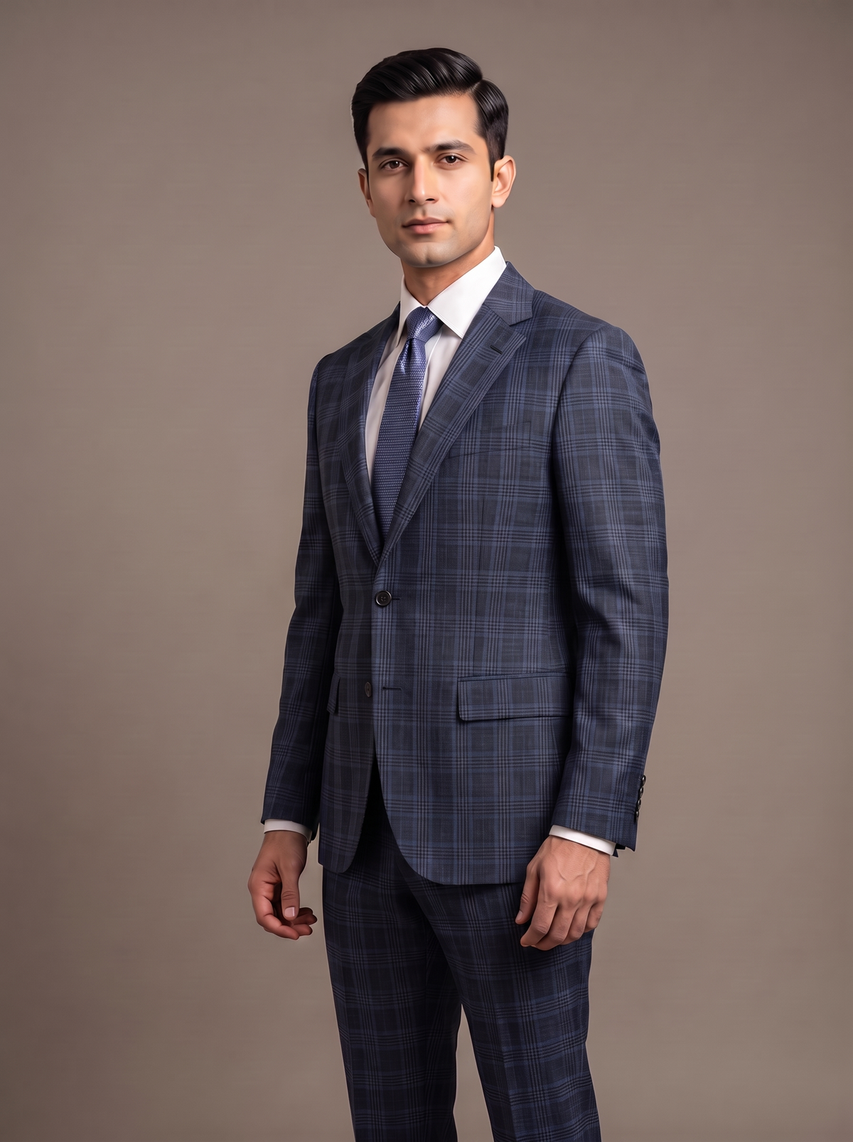 Charcoal Glen Check Two-Piece Suit - front view