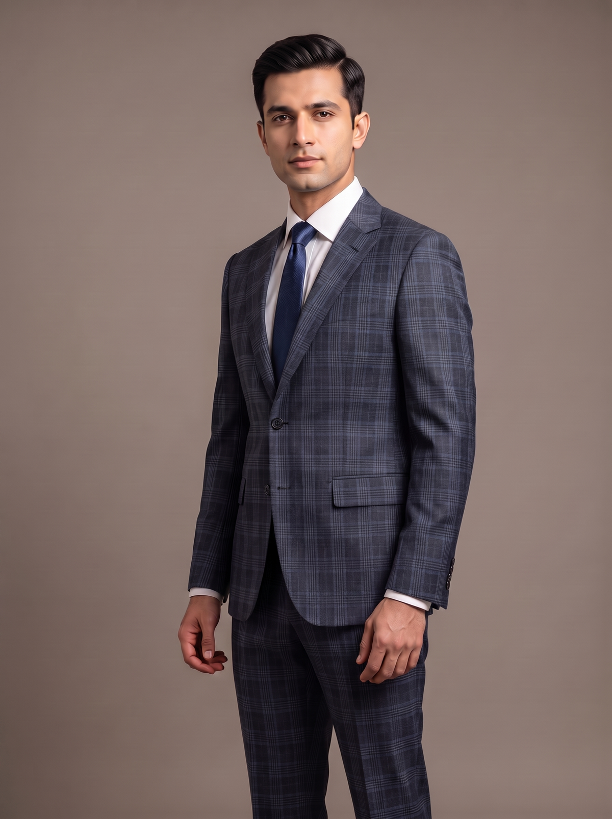 Blue Glen Check Two-Piece Suit - front view