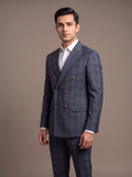 Charcoal Satin Double-Breasted Suit - front view