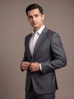 Heather Grey Flannel Two-Piece Suit - fabric detail closeup