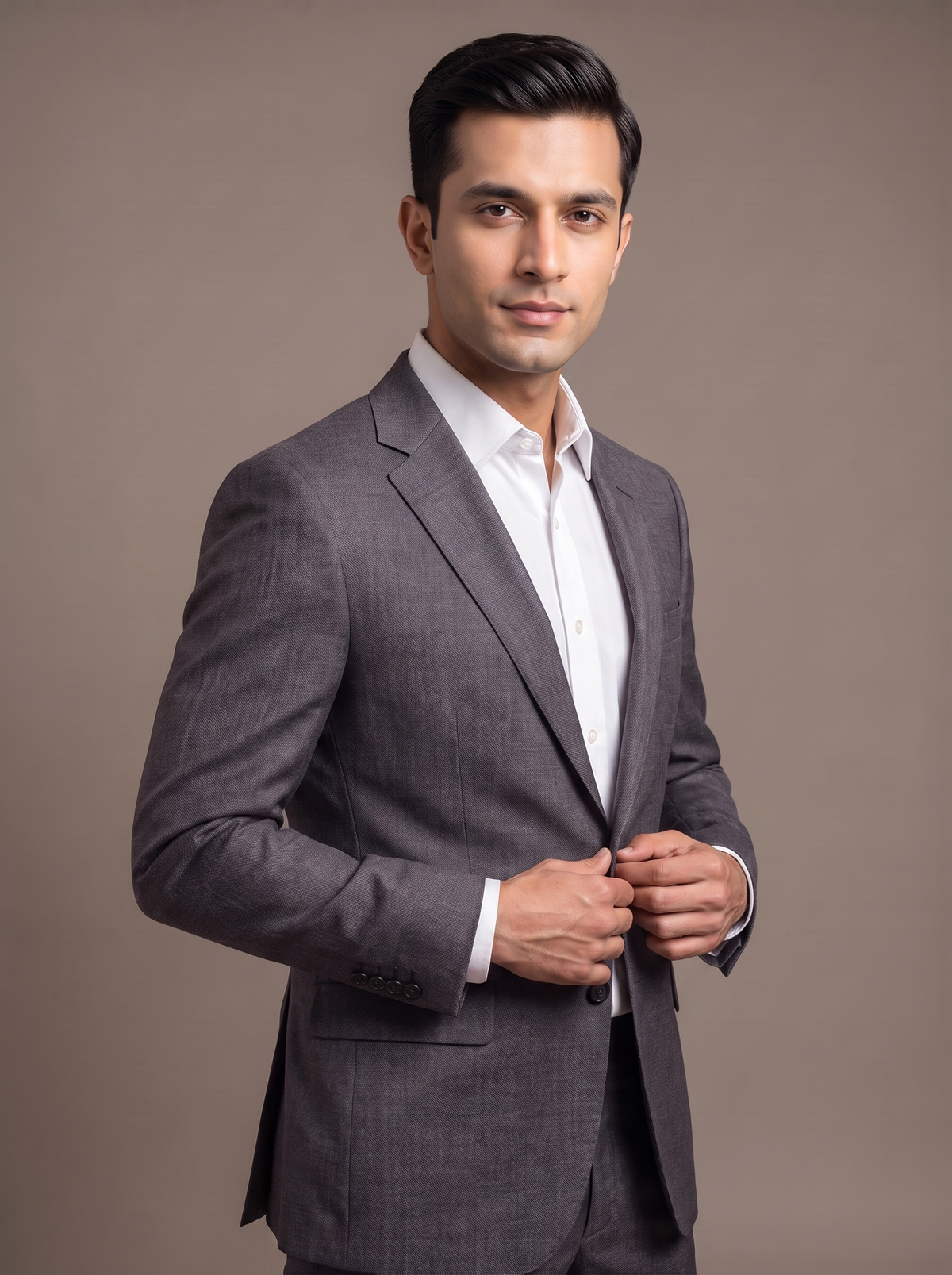 Storm Grey Flannel Two-Piece Suit - fabric detail closeup
