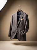 Charcoal Windowpane Check Blazer - hanging front view