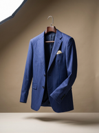 Navy Pinstripe Blazer - hanging front view