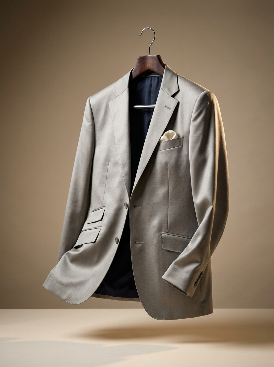 Brown Twill Blazer - hanging front view