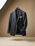 Charcoal Grey Twill Blazer - hanging front view
