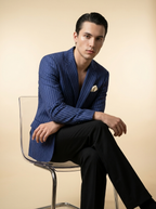 Navy Pinstripe Blazer - worn on model