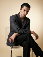 Charcoal Grey Twill Blazer - worn on model