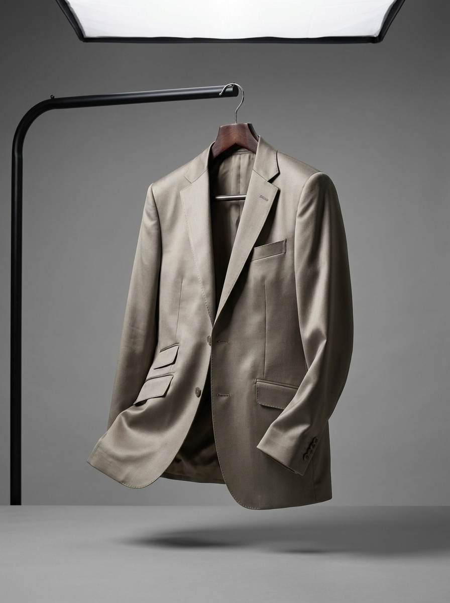 Brown Twill Blazer - hanging angle view