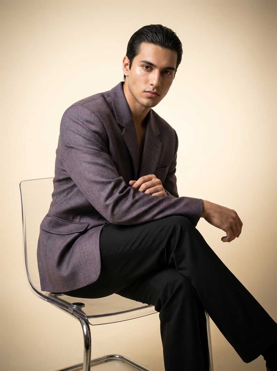 Charcoal Windowpane Check Blazer - worn on model