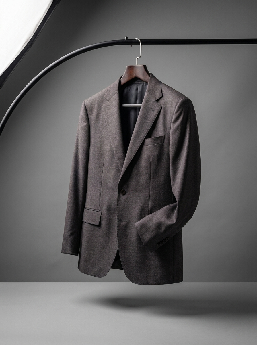 Charcoal Windowpane Check Blazer - hanging angle view
