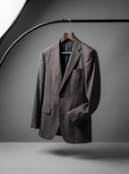 Charcoal Windowpane Check Blazer - hanging angle view