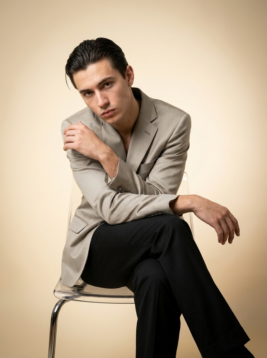 Brown Twill Blazer - worn on model